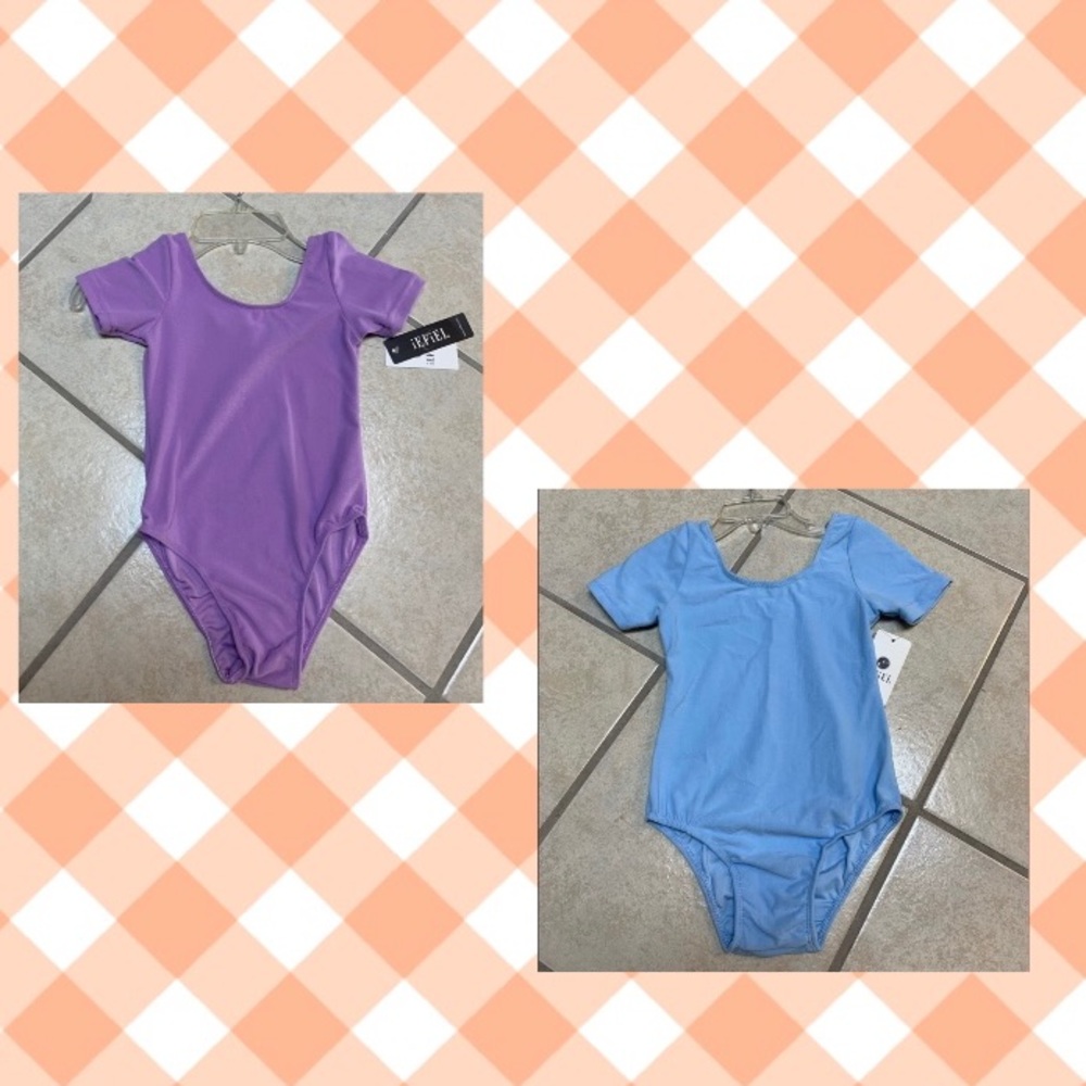 Purple or Blue Short Sleeve Dance Gymnastics bodysuit Leotard….U choose 1 NWT